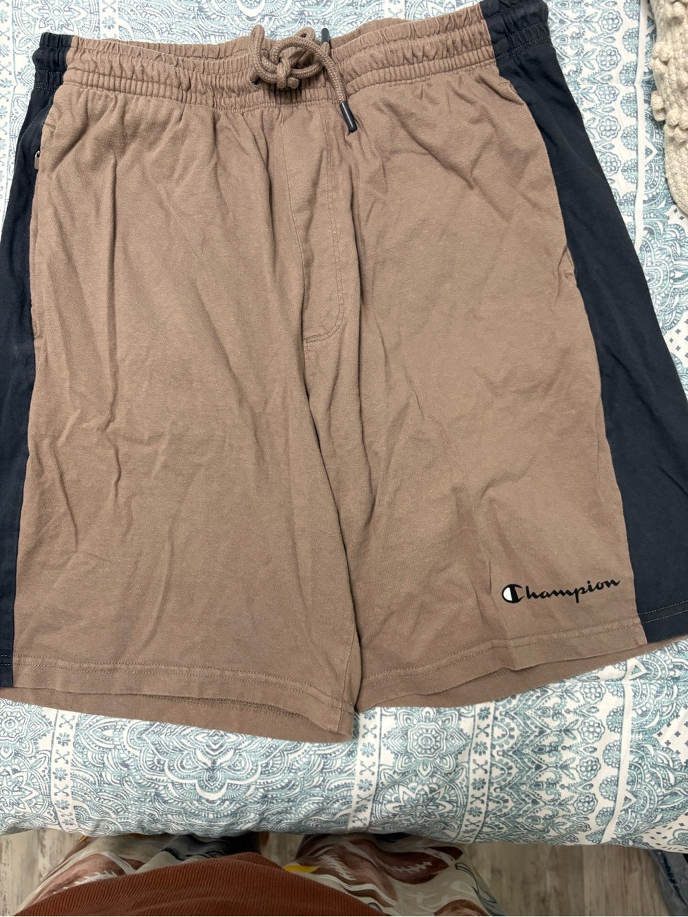 Champion Brown Athletic Shorts with Black Side Panels